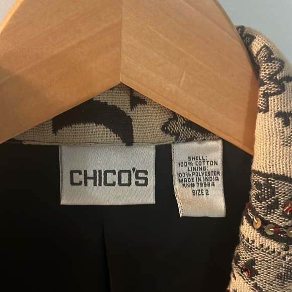 Chico's Vintage Elegant Black‎ and Gold Paisley Blazer - Picture 2 of 11